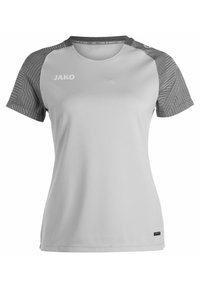 T-shirt sportivo grigio a maniche corte. Caratterizzato da un corpo uniforme e accenti grigi a motivo sulle maniche. Logo "JAKO" stampato in bianco.