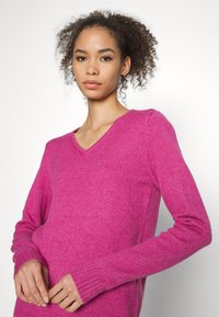 VILA VIRIL L/S V-NECK TOP - Camisola - magenta haze melange