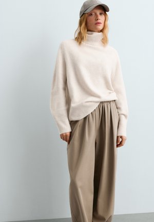 OYSHO, OVERSIZED HIGH-NECK JUMPER - Pullover - pale beige melange