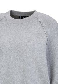 Grauer Sweatshirt mit Rundhalsausschnitt, Raglanärmeln und einer weichen Textur. Verfügt über ein kleines gesticktes Logo im Brustbereich.
