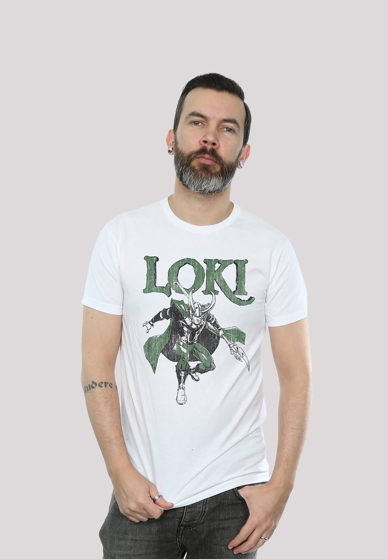 F4NT4STIC MARVEL UNIVERSE LOKI SCEPTER PREMIUM SUPERHELDEN IRON MAN CAPT - Print T-shirt - white