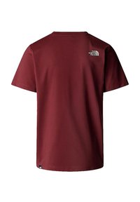 Camiseta de manga corta en color marrón hecha de algodón con cuello redondo. Cuenta con un pequeño logo en la parte superior de la espalda y un dobladillo recto.