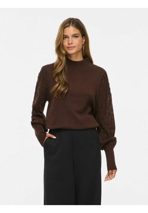 VILA, KNITTED PULLOVER VIAILA POINTELLE - Пуловер - coffee bean