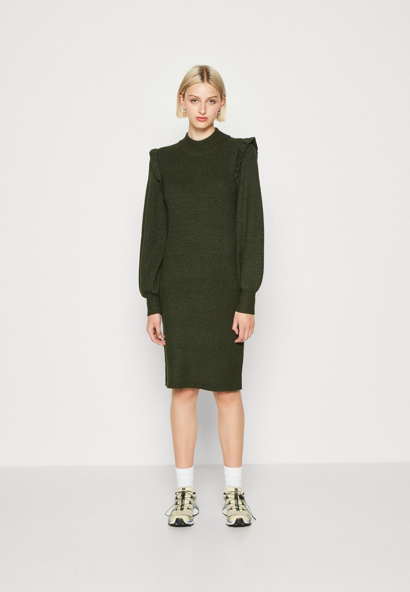 Bruine OBJECT Trui MALENA L/S RUFFLE PULLOVER