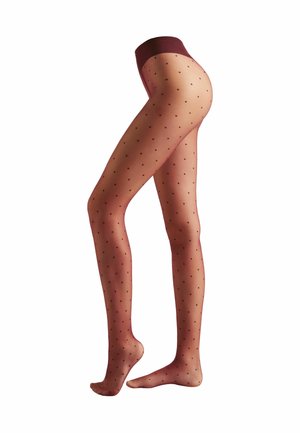 TRANSPARENTE MIT TUPFEN - Strumpfhose - Red