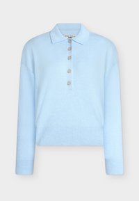 KNIT POLO PULLOVER, LONGSLEEVE, BUTTONS - Pulóver - light blue melange_02