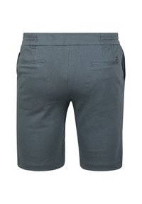 Grijze katoenen shorts met een elastische tailleband, twee zijzakken en twee achterzakken met subtiele stikdetails.