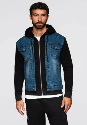 WITH SLEEVES AND HOOD - Jeansjacka - blue and black