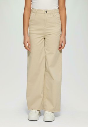 MIT WIDE LEG UND VERSTELLBAREM BUND - Trousers - sandstein