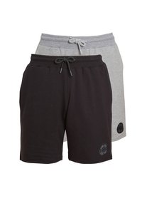 Vyrų šortai juodos ir šviesiai pilkos spalvos. Pagaminti iš medvilnės, elastinga juosmens juosta su raiščiu, šoninės kišenės ir išskirtiniai logotipų pleistrai ant apačios.