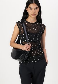 Abercrombie & Fitch Draped Mesh Top - Top - black