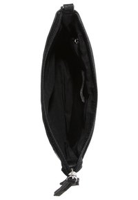 Clutch in pelle nera con chiusura a zip e fodera in tessuto. Caratterizzata da un esterno liscio e da un design sottile, è ideale per trasportare gli essenziali.