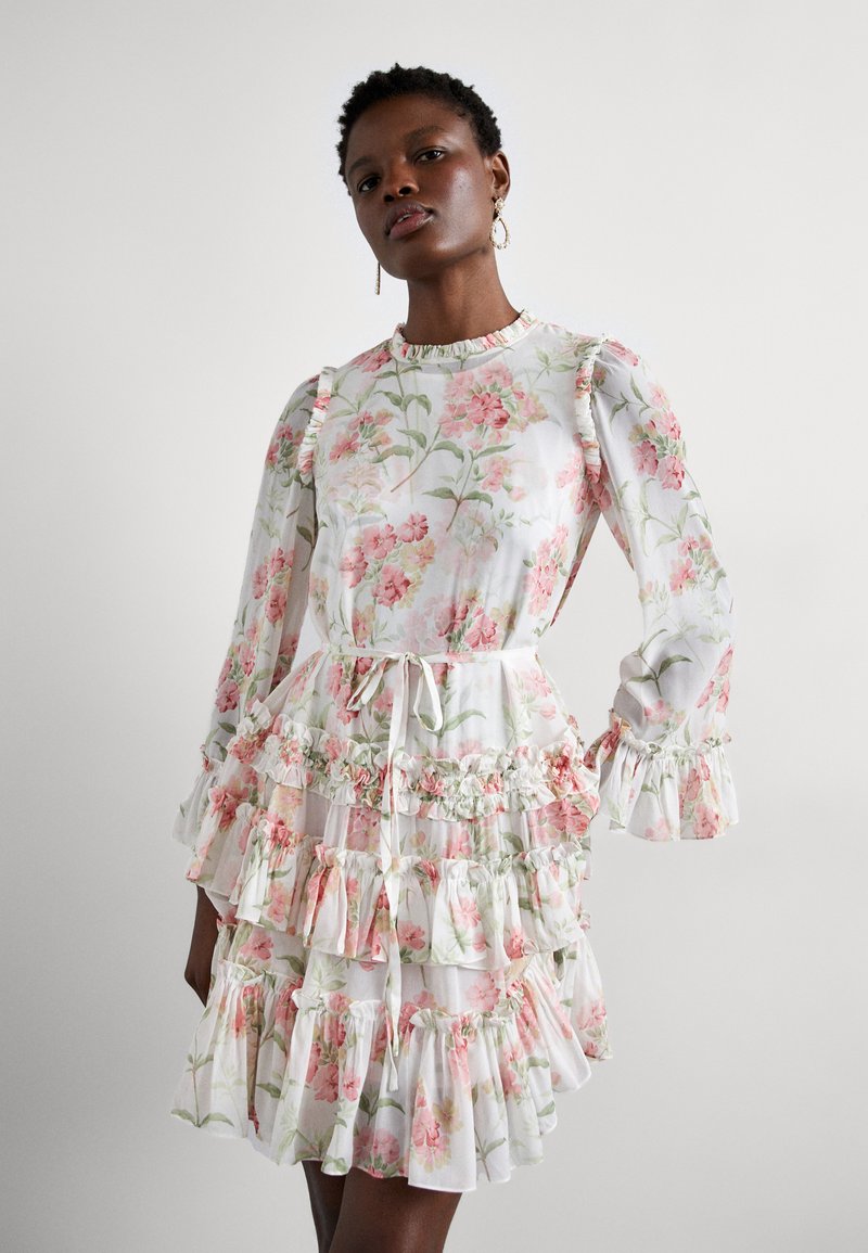 Needle & Thread SUMMER POSY ROUND NECK MICRO MINI DRESS 2 IN 1 - Robe de soirée - moonshine/coral