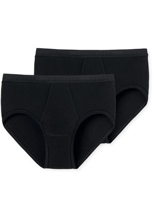 Twee paar zwarte katoenen boxershorts met een gladde textuur, elastische tailleband en een klassiek hoog model. Subtiele naaddetails zichtbaar.