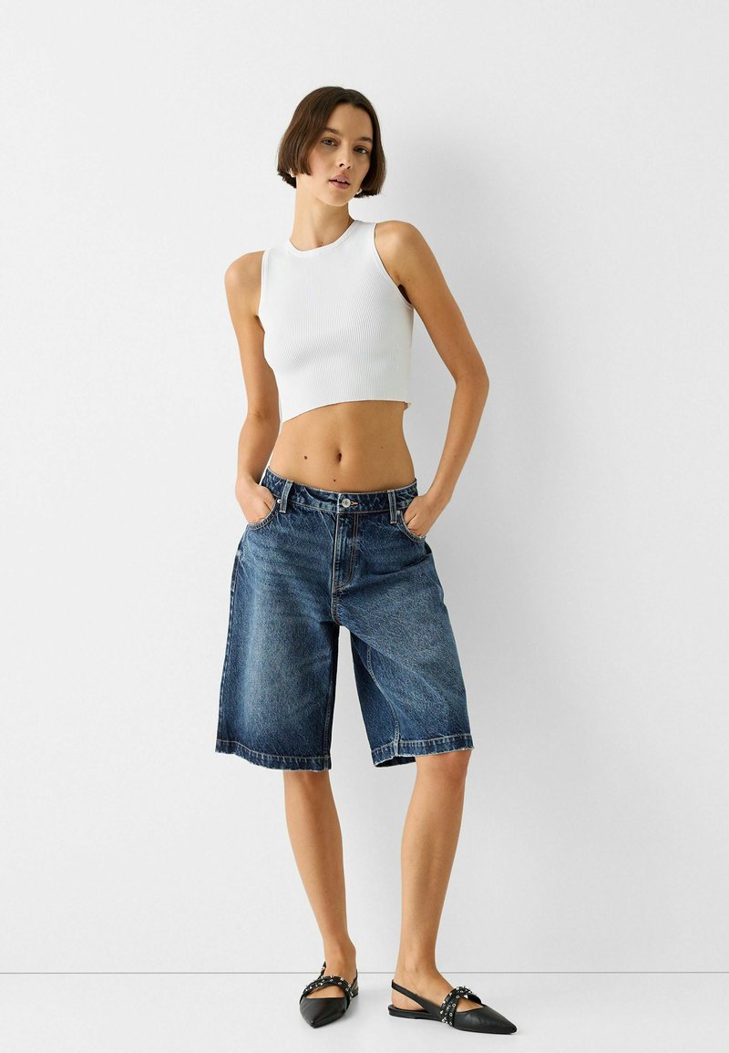 Bershka Jeansshort donkerblauw