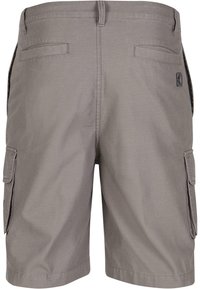 Shorts cargo gris en tissu léger. Dotés de poches latérales, de poches arrière et d'un logo discret. Comprend des passants de ceinture et une coupe droite.
