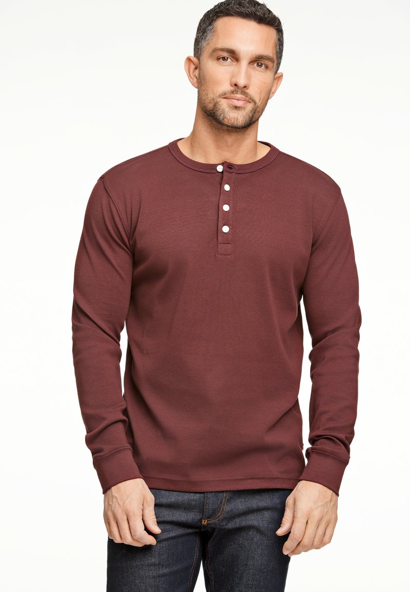 Lindbergh SOLID GRANDDAD - Maglietta a manica lunga - deep burgundy