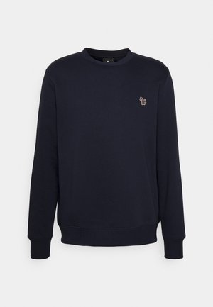 Felpa blu navy con scollatura a girocollo, maniche lunghe e un piccolo design ricamato sul petto. Tessuto morbido e strutturato.