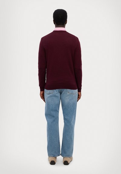 Polo Ralph Lauren SLIM FIT WASHABLE WOOL V-NECK JUMPER - Džemperis - aged wine heather