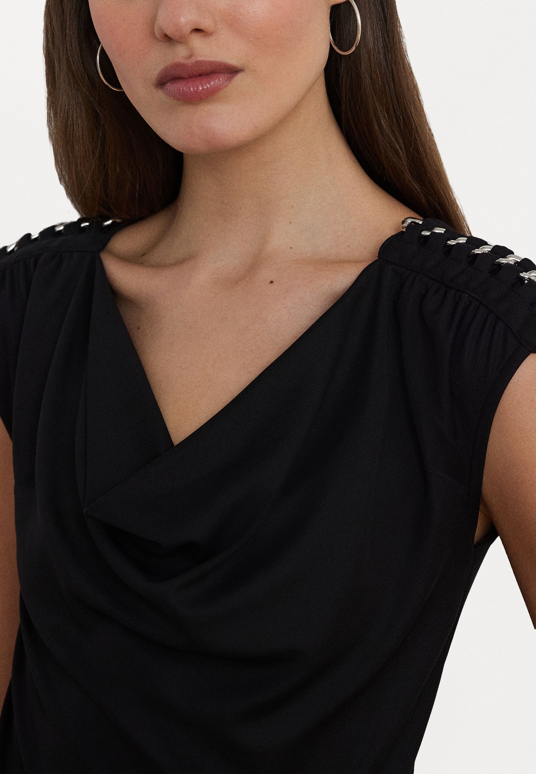 Lauren Ralph Lauren PRIYANNE JERSEY SLEEVELESS COWLNECK TOP