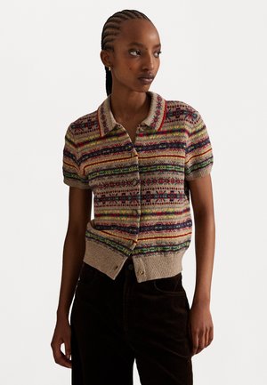 Polo Ralph Lauren FAIR ISLE SHORT SLEEVE CARDIGAN - Gilet - tan multi