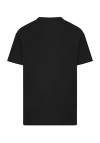 Black short-sleeve t-shirt made of cotton. Features a crew neck, standard fit, and smooth texture with no visible graphics or patterns.