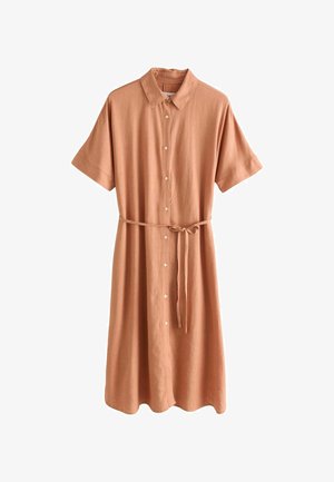 Next PETITE FIT - SHORT SLEEVE WAIST MIDI - Rochie tip cămașă - terracotta brown