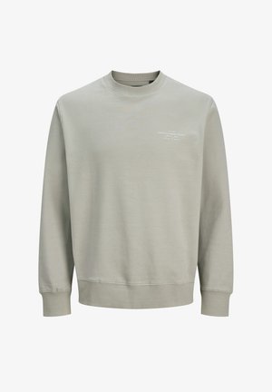 Hellgrauer Pullover aus weichem Baumwoll-Mix. Mit Rundhalsausschnitt, gerippten Bündchen und Saum. Kleines Logoschriftzug auf der Vorderseite.