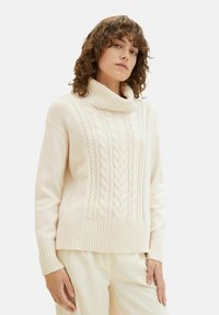 TOM TAILOR MIT ROLLKRAGEN UND STRUKTUR - Pulover - beige