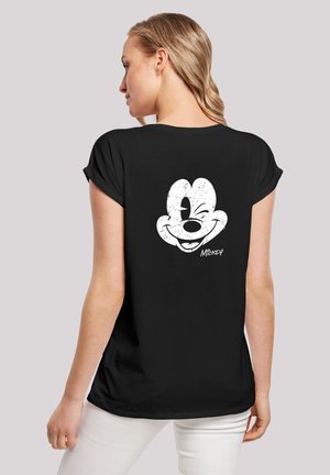 DISNEY MICKEY MOUSE ON BACK WITH EXTENDED SHOULDER  - Printtipaita - black