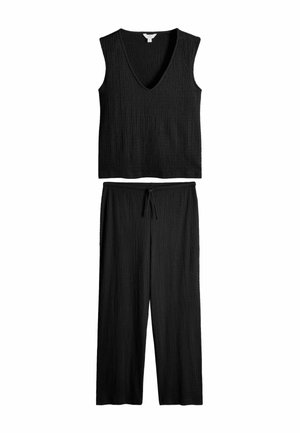 REGULAR FIT - TEXTURED V-NECK SET   - Pusero - black