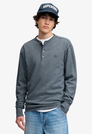 Superdry & Co, SUPERDRY MINI SLUB WAFFLE LONG SLEEVE GRANDAD TOP.. - Longsleeve - denim blue marl