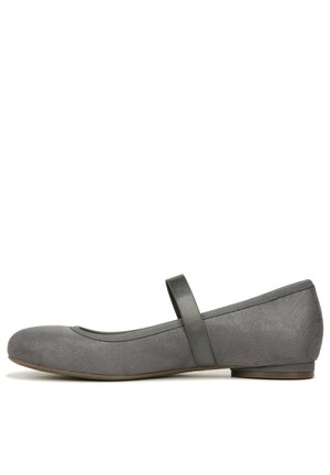 Ankle strap ballet pumps - pewter metallic fabric