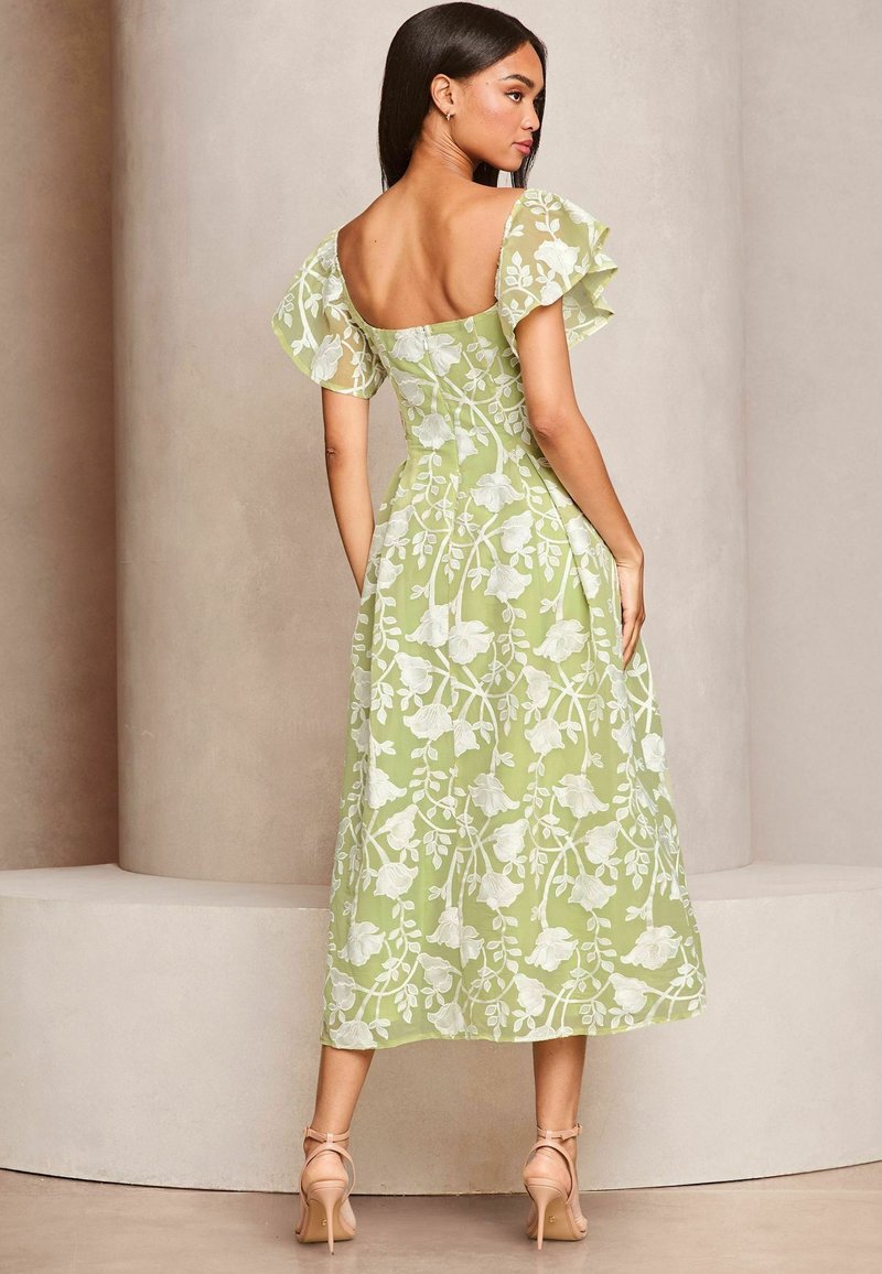 Lipsy PETITE FIT - PREMIUM FLORAL EMBROIDERED BARDOT MIDI PROM DRESS . -  Day dress - green - Zalando