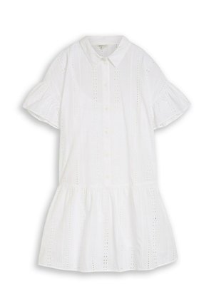 TOM TAILOR DENIM, EMBROIDERED DROP WAIST DRESS - Blousejurk - white