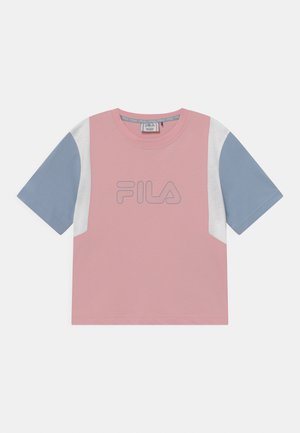 SAMARA BLOCKED CROPPED TEE - T-shirt z nadrukiem - coral blush/blue fog/bright white
