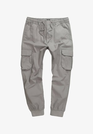 Katoenen cargo-broek in lichtgrijs, met een elastische tailleband met trekkoord, geribde boorden en meerdere zijzakken.