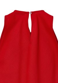 Rotes, ärmelloses Top mit einer Schlüsselöffnung im Rücken, gefertigt aus einem glatten Stoff. Verfügt über klare Linien und eine schlichte Silhouette.