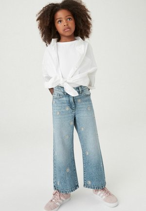 Next FLORAL EMBROIDERED - Džínsy voľného strihu - mid blue denim