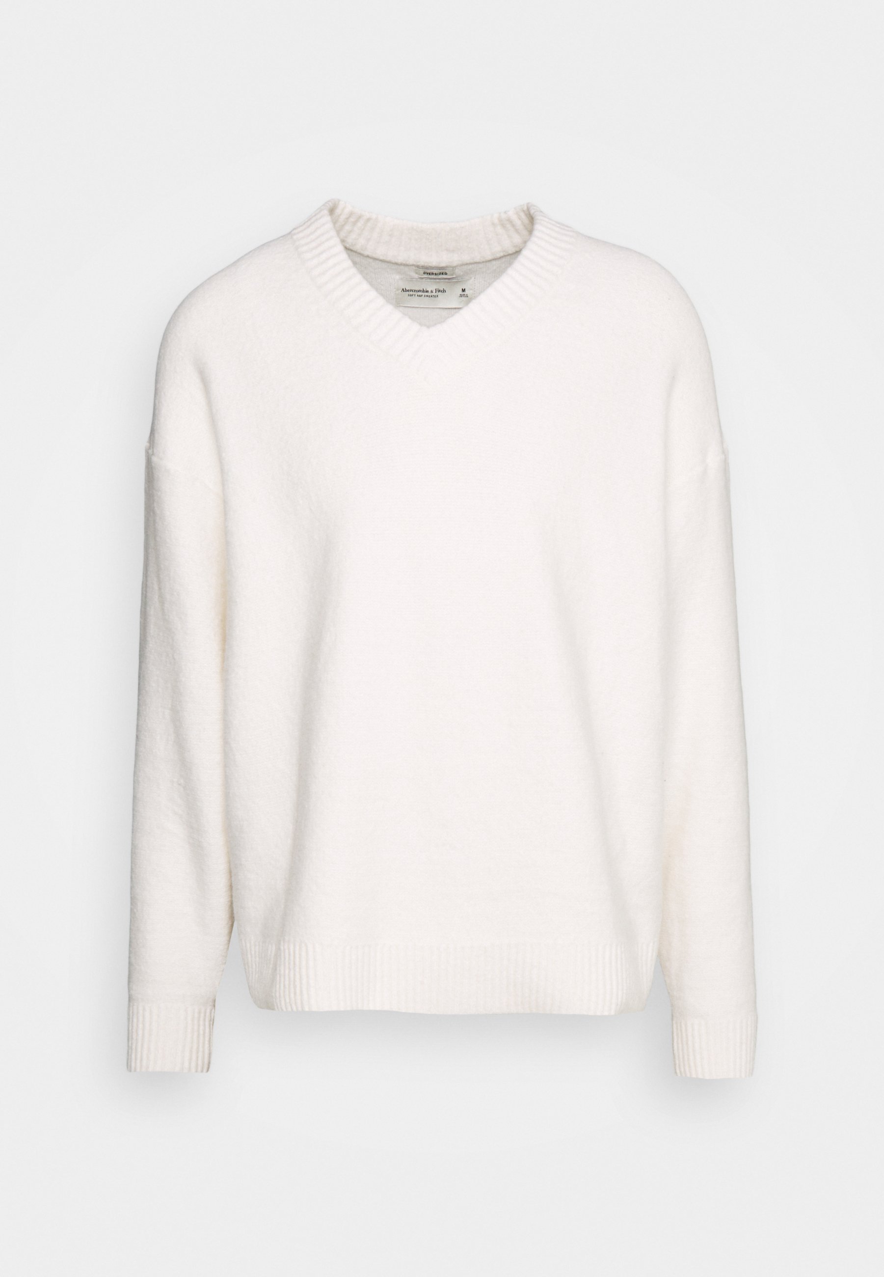 Abercrombie \u0026 Fitch Oversized V Neck Jumper Cream, Men's, Size: Large, White
