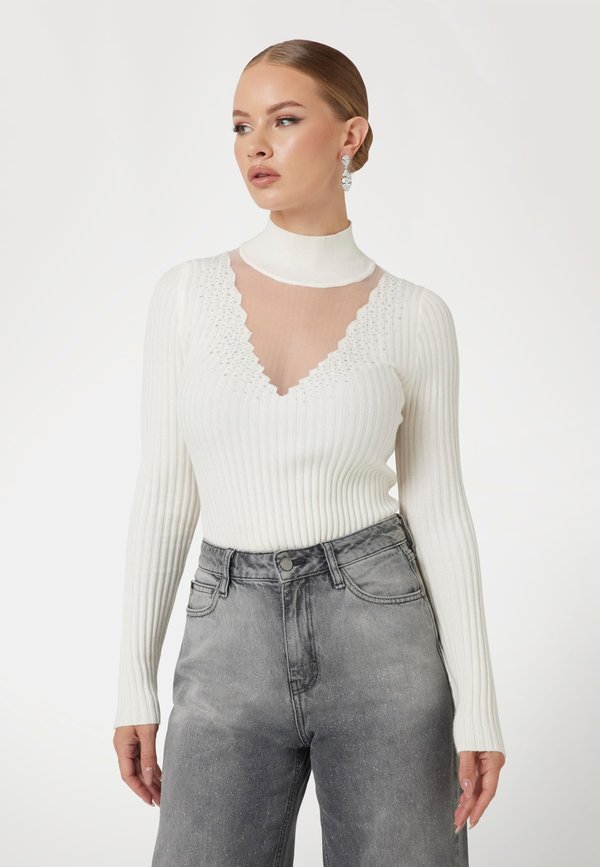 STRASS - Strickpullover - weiß