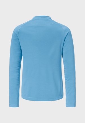 Langarmshirt in Hellblau, aus weichem Baumwollmaterial. Verfügt über einen runden Ausschnitt und eine glatte Textur, ohne sichtbare Muster oder Akzente.