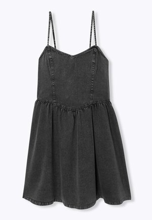 Promod, ROBE COURTE À FINES BRETELLES - Robe en jean - gris