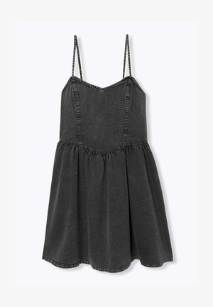 Promod, ROBE COURTE À FINES BRETELLES - Robe en jean - gris