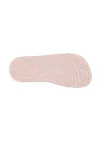 Rubberen schoenzool met een gemêleerd patroon van groeven en lijnen, voornamelijk in lichtroze, ontworpen voor grip en stabiliteit.