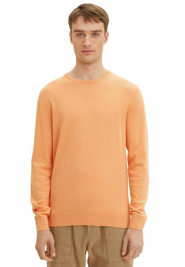 CREW NECK - Strickpullover - mandarin orange melange