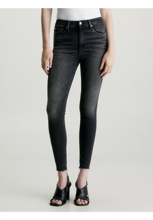 Calvin Klein Jeans HIGH RISE SUPER SKINNY ANKLE - Jeans Skinny Fit - denim black