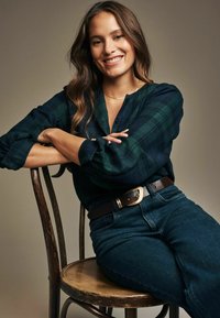 Laura Ashley REGULAR FIT  CHECK PUFF SLEEVE  - Blus - green black