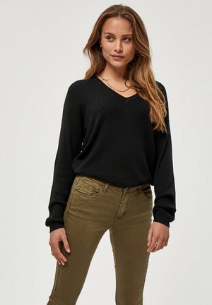 DEGEISHA RIB V-PULLOVER - Strickpullover - black