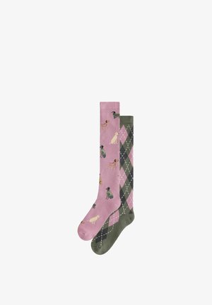 Next, WELLY SOCKS 2 PACK. - REGULAR FIT - Knee high socks - pink green heritage dogs